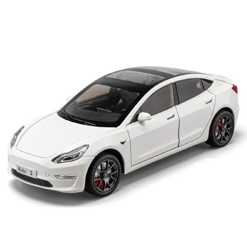 Resembling TSLA3 Diecast Car - Openable Doors, Pull Back, Sound & Light | 1:24 Scale (3 Years till Grown Ups)