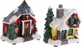 Resin Christmas Ornament Led Mini House for Micro Garden Unique Miniature Landscape Decor