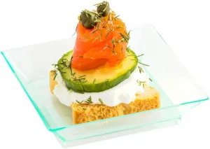 Restaurantware 2.5 x 2.5 Inch Mini Tasting Plates 100 Disposable Square Plastic Plates - Durable Stylish Seagreen Plastic Hors D'oeuvre Serving Plates For Desserts Or Appetizers At Parties