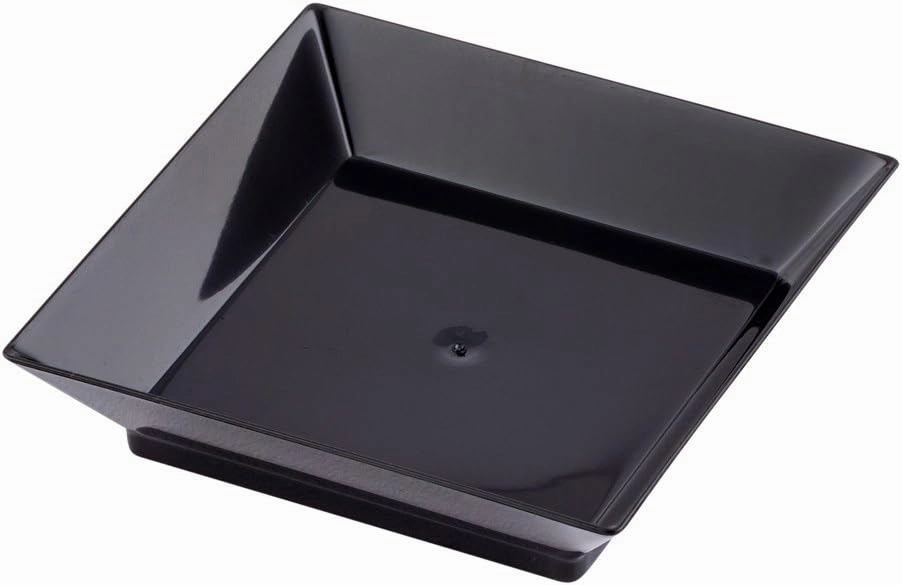 Restaurantware 2.5 x 2.5 Inch Mini Tasting Plates 100 Disposable Square Plastic Plates - Durable Stylish Black Plastic Hors D'oeuvre Serving Plates For Desserts Or Appetizers At Parties