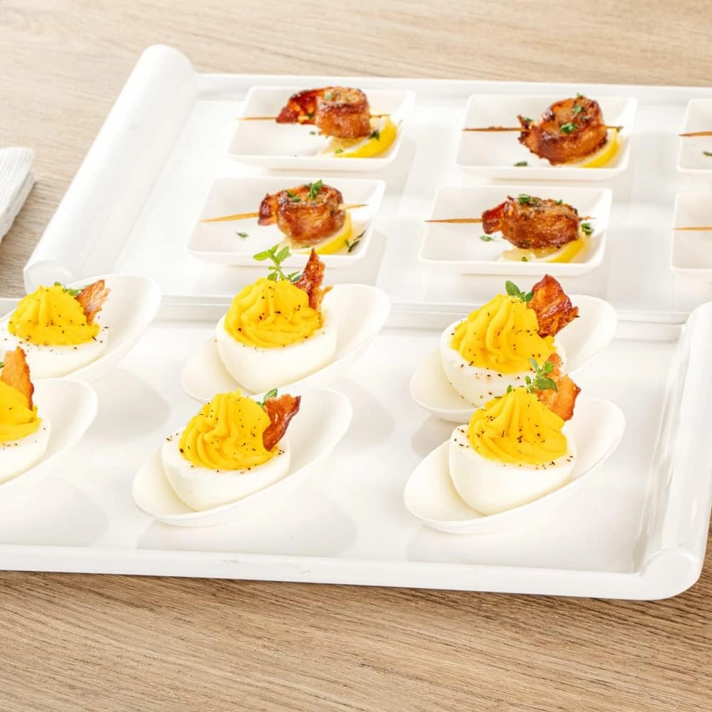 Restaurantware Pulp Safe No PFAS Added 3.2 x 2.1 Inch Tasting Dishes 100 Disposable Dishes - Home Compostable Microwavable And Freezable White Bagasse Food Dishes Egg Shape For Appetizers