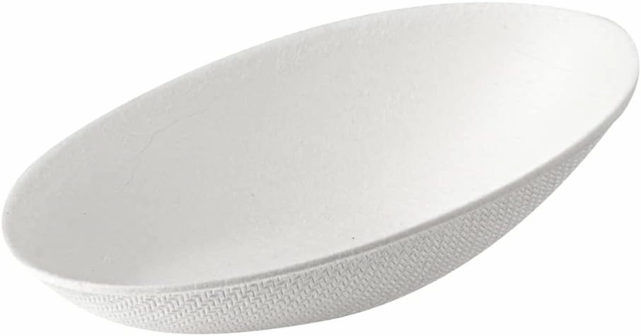 Restaurantware Pulp Safe No PFAS Added 3.2 x 2.1 Inch Tasting Dishes 100 Disposable Dishes - Home Compostable Microwavable And Freezable White Bagasse Food Dishes Egg Shape For Appetizers