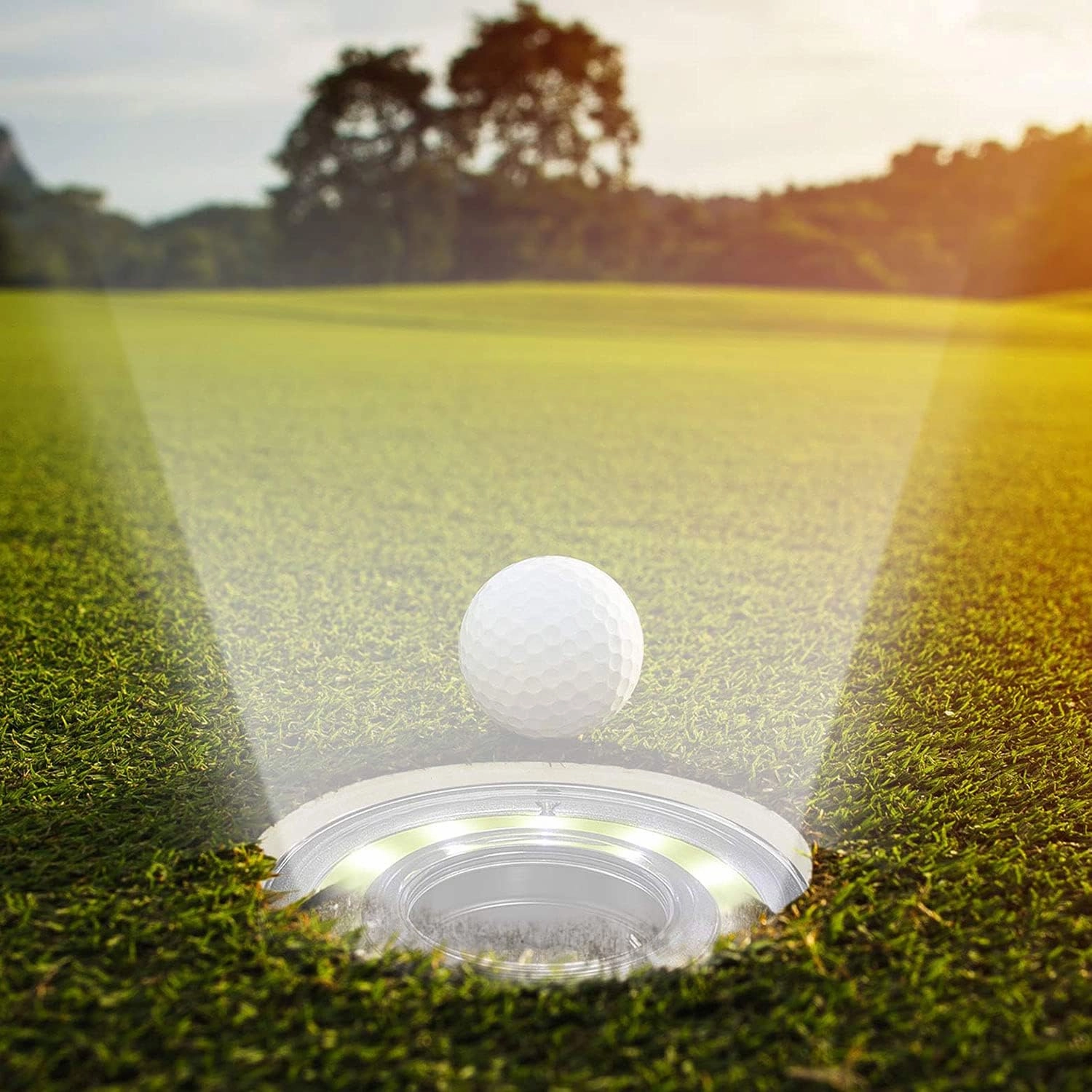 Retisee Night Golf Lights LED Glowing Putting Green Flags and Poles Glowing Hole Lights for Night Golf Party Camping(6 Pieces)