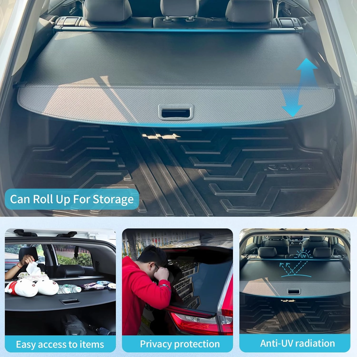 Retractable Cargo Cover Compatible with Outback 2015 2016 2017 2018 2019 Accessories, Trunk Cover Retractable Anti-Peeping Luggage Privacy Security Shield Shade Cover(Only for Power Liftgate)