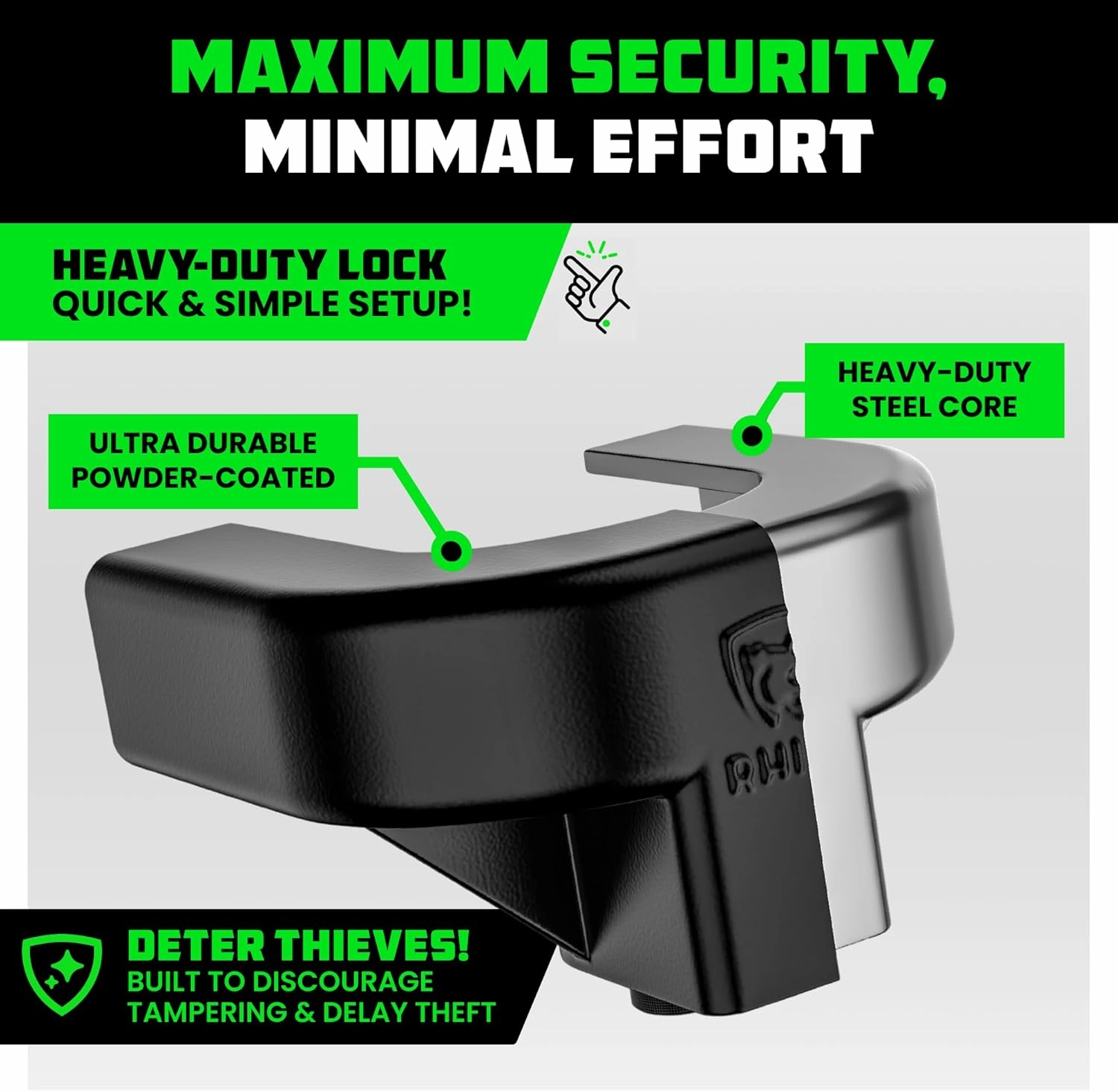 Rhino USA Trailer Hitch Lock Kit (for 2-5/16" Trailers) Heavy Duty Anti Theft Trailer Coupler Locks for RV, Camper, Trailer, Boat, Caravan - Reinforced Solid Steel Tow Lock for Trailer Tongue