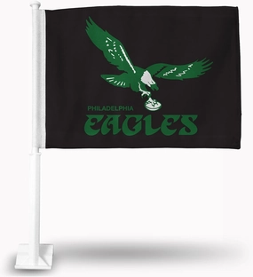 Rico Industries NFL Football Philadelphia Eagles Black Double Sided Car Flag - 16" x 19" - Strong Pole That Hooks onto Car/Truck/Automobile