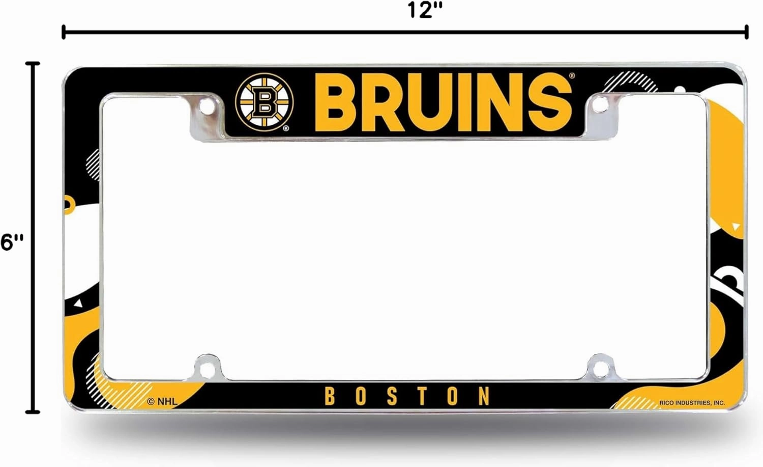 Rico Industries NHL Hockey Wave 12" x 6" Chrome All Over Automotive License Plate Frame for Car/Truck/SUV