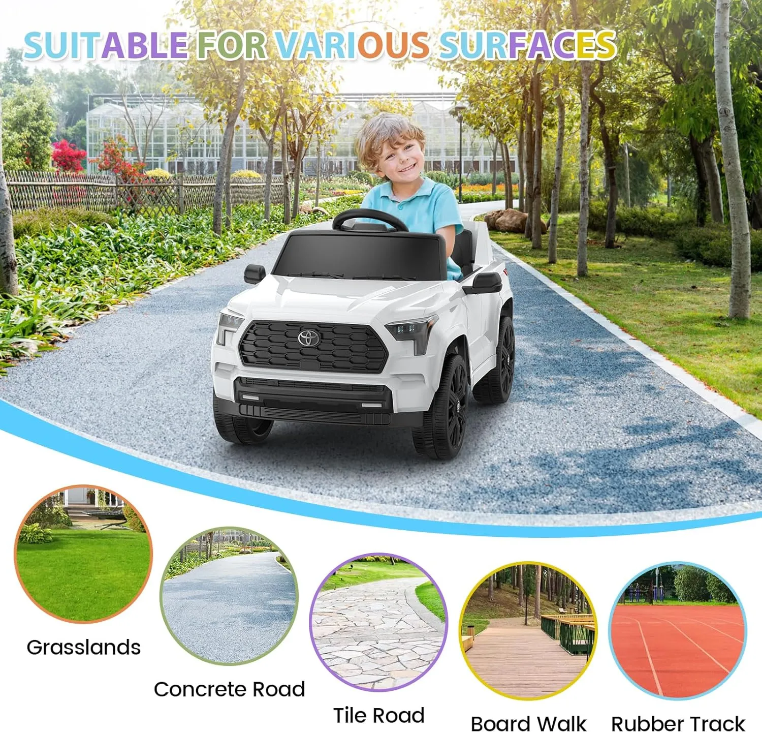 Ride Electric Car for Kids with Remote Control, 12V Battery Powered Licensed Toyota, Electric Vehicle Ride Toy with Spring Suspension, Led Lights, Music, 3 Speeds