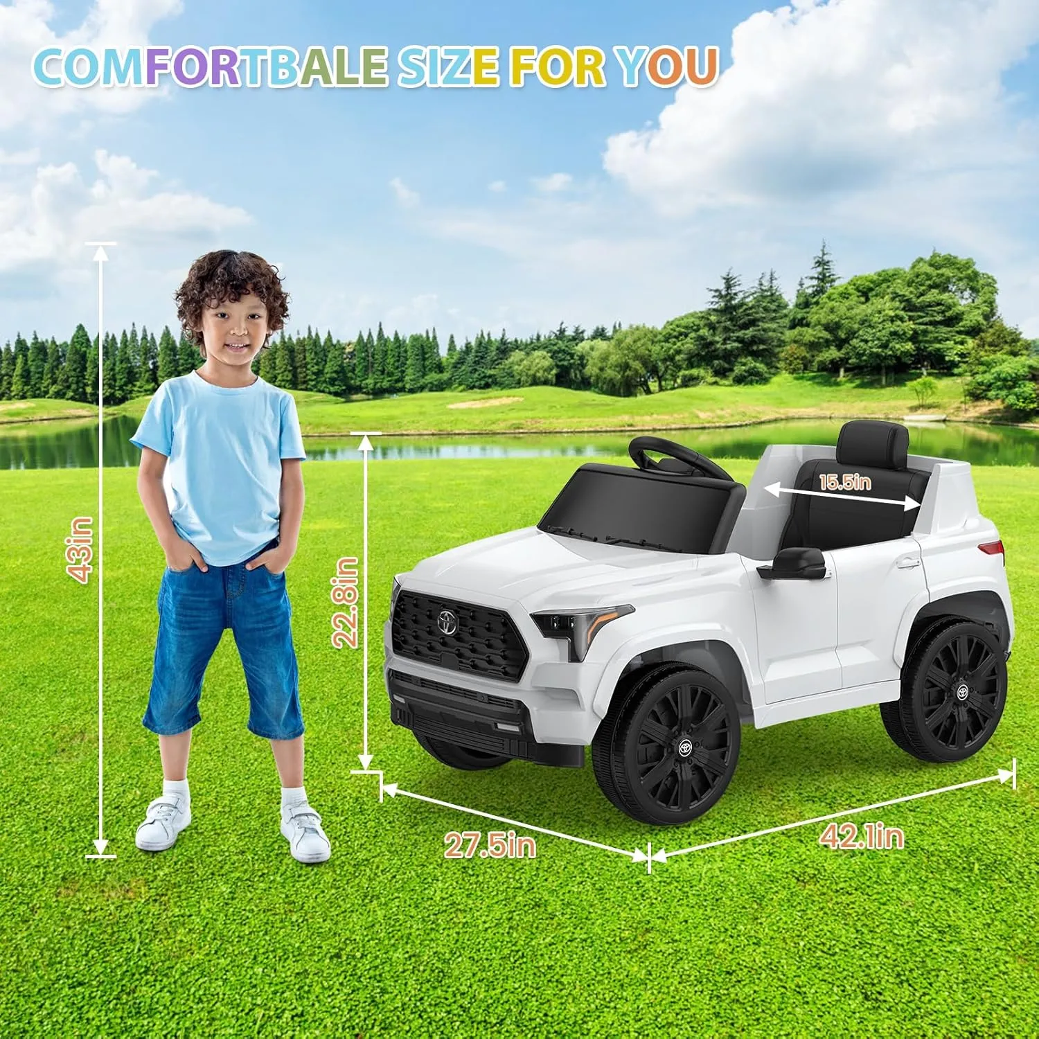 Ride Electric Car for Kids with Remote Control, 12V Battery Powered Licensed Toyota, Electric Vehicle Ride Toy with Spring Suspension, Led Lights, Music, 3 Speeds