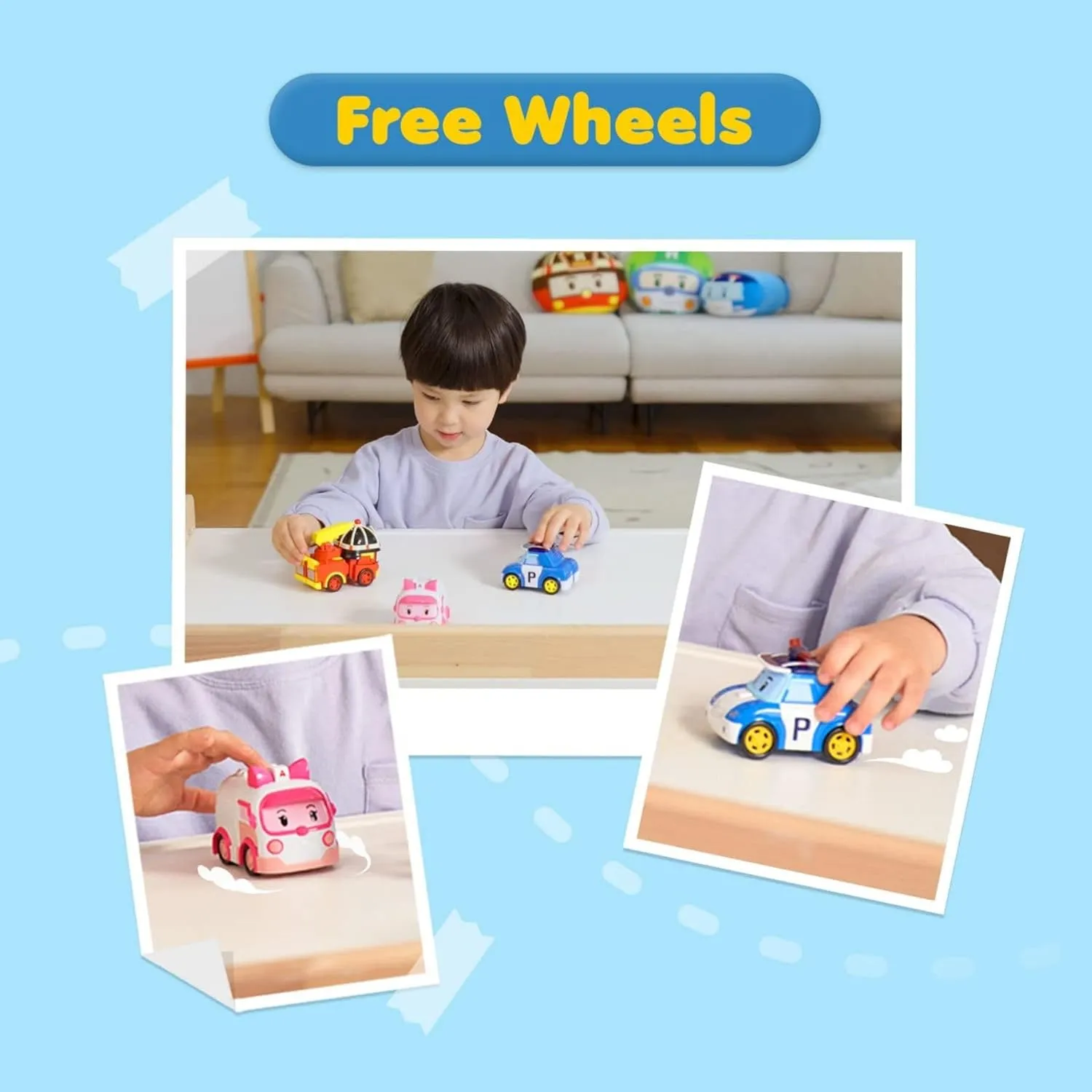 Robocar Poli 4" Transforming Robot - 4pcs Bundle (Poli, Roy, Amber, Helly) – Emergency Vehicle Action Figures | Rescue Team Playset Gift for Boys & Girls Ages 1–5