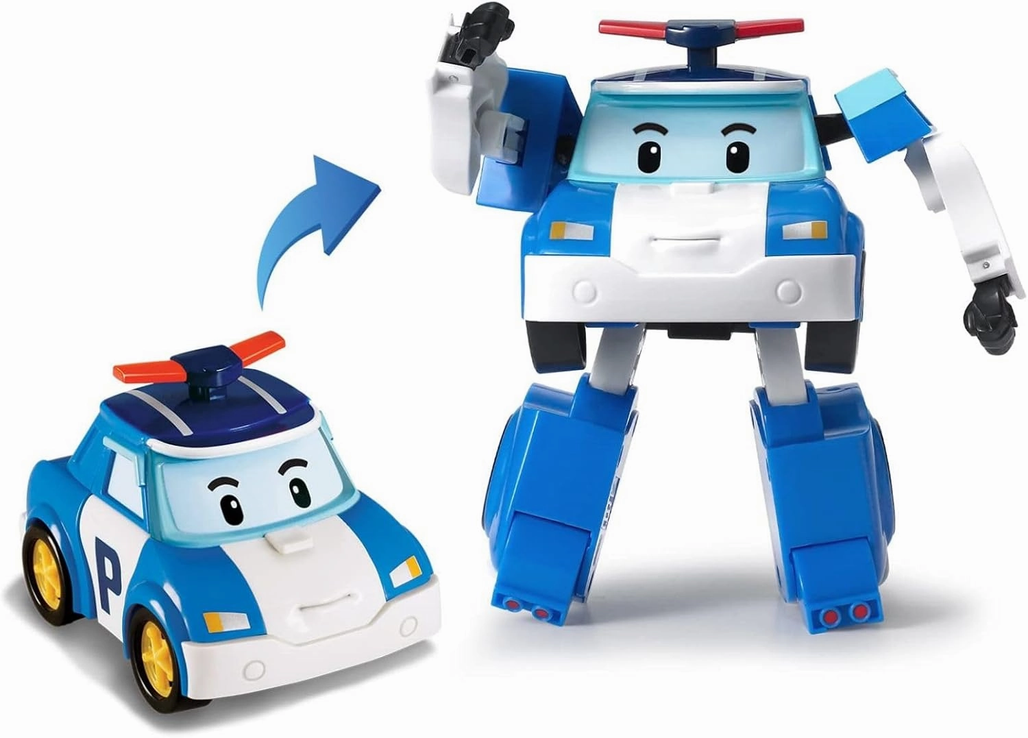 Robocar Poli 4" Transforming Robot - 2pcs Bundle (Poli, Amber) - Emergency Vehicle Action Figures | Rescue Car Playset Gift for Boys & Girls Ages 1–5