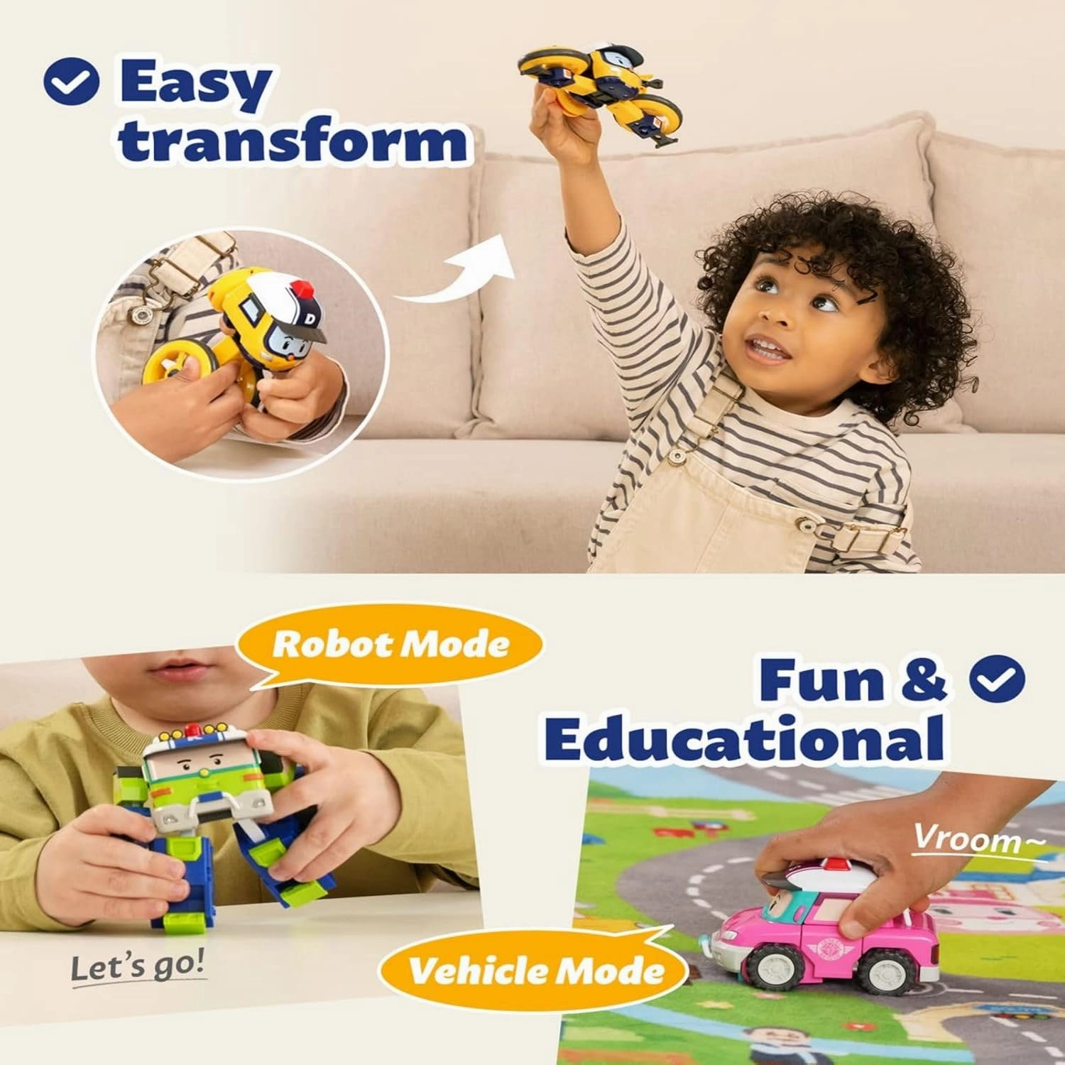 Robocar Poli 4" Transforming Robot Bucky – Emergency Vehicle Action Figures | Rescue Team Playset Gift for Boys & Girls Ages 1–5