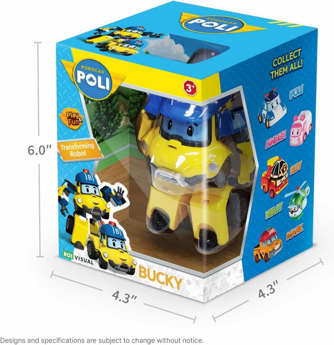 Robocar Poli 4" Transforming Robot Bucky – Emergency Vehicle Action Figures | Rescue Team Playset Gift for Boys & Girls Ages 1–5