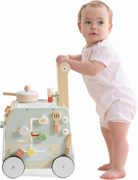ROBUD Wooden Baby Push Walker, Learning Walking Toys, Adjustable Height Baby Walker with Decelerator, Montessori Toys for Babyaged 12 Months , WRP24