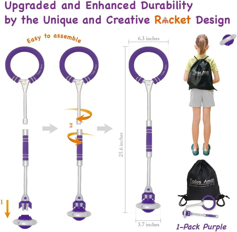 Rocket Flashing LED Ankle Skip Fun Cool Jumping Gift for Ages 5 6 7 8 9 10  Kids NO Battery Charging Needed Family Exercise Fitness Coordination Balance Extra Energy Burning