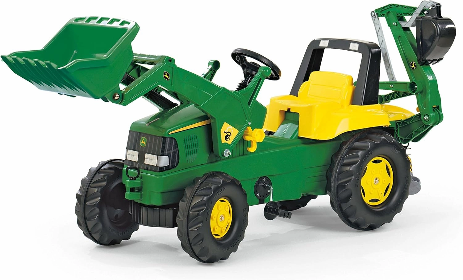 rolly toys John Deere Pedal Tractor with Working Loader and Backhoe Digger, Youth Ages 3 