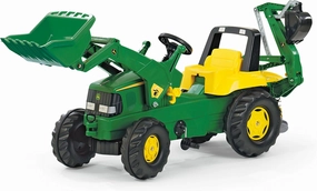 rolly toys John Deere Pedal Tractor with Working Loader and Backhoe Digger, Youth Ages 3 