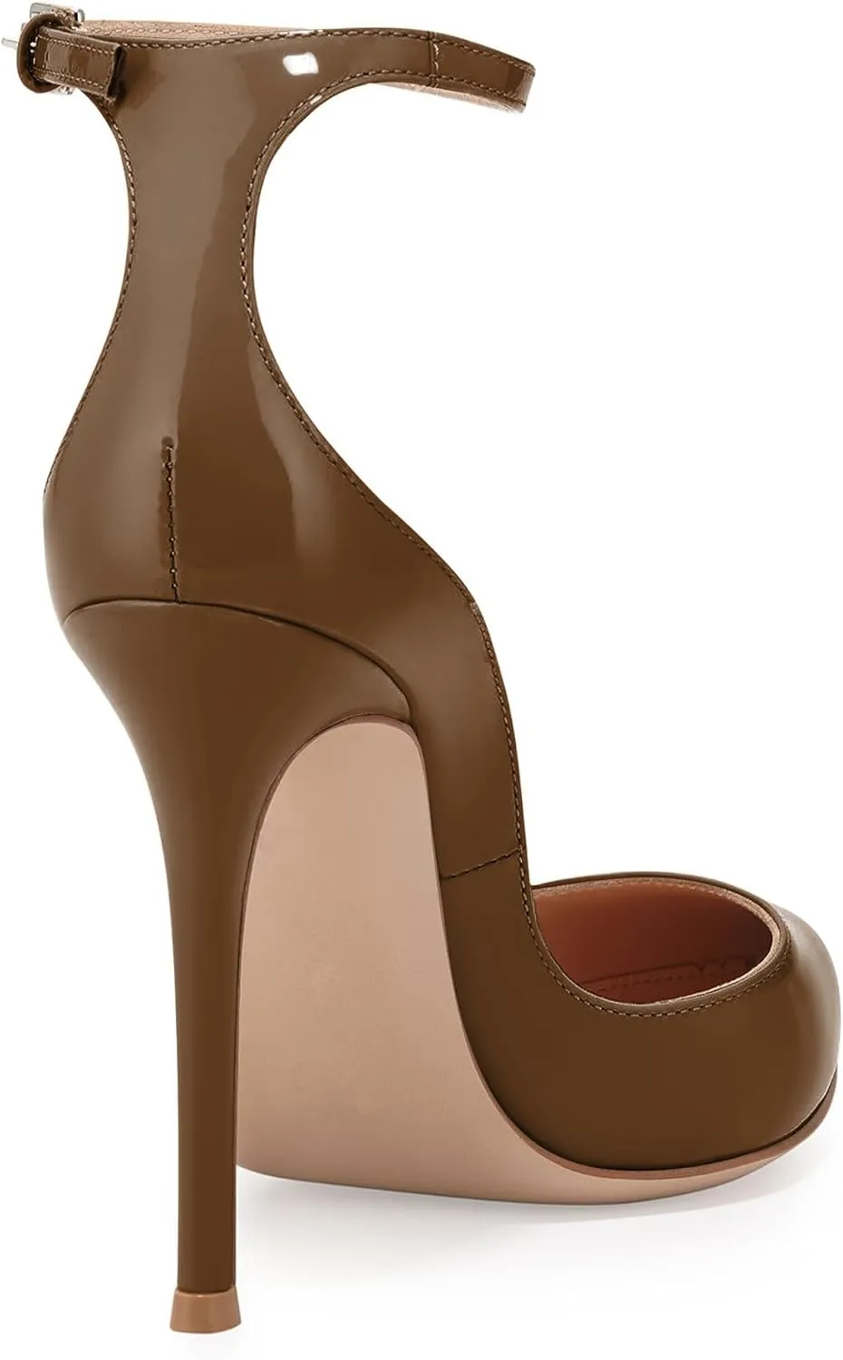 SAMMITOP Women's 100mm High Heel Pumps with Ankle Strap Pointed Toe Party Dress Shoes