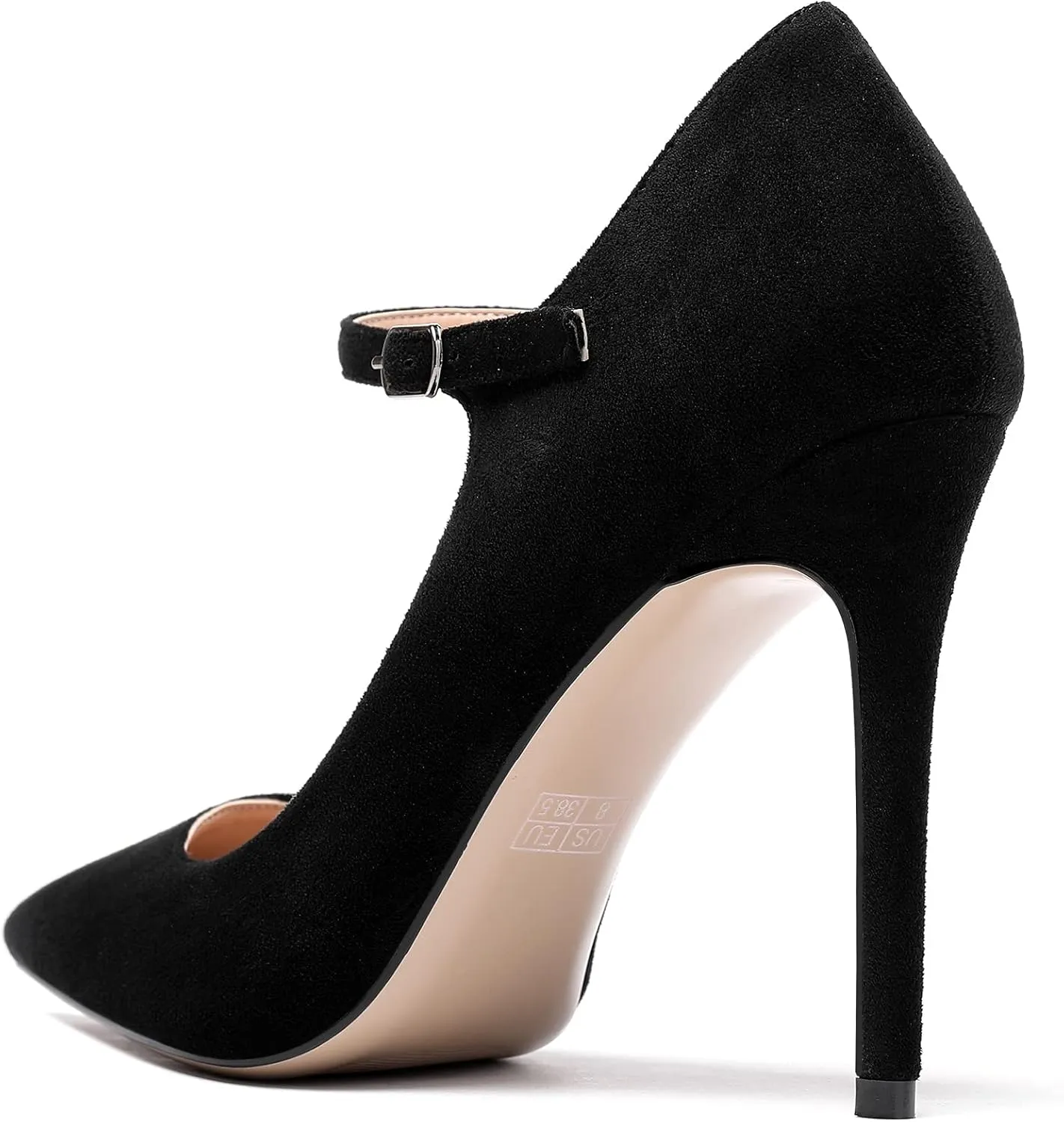 SAMMITOP Women's Pointed Toe Mary Jane Pumps High Heel Shoe with Ankle Strap
