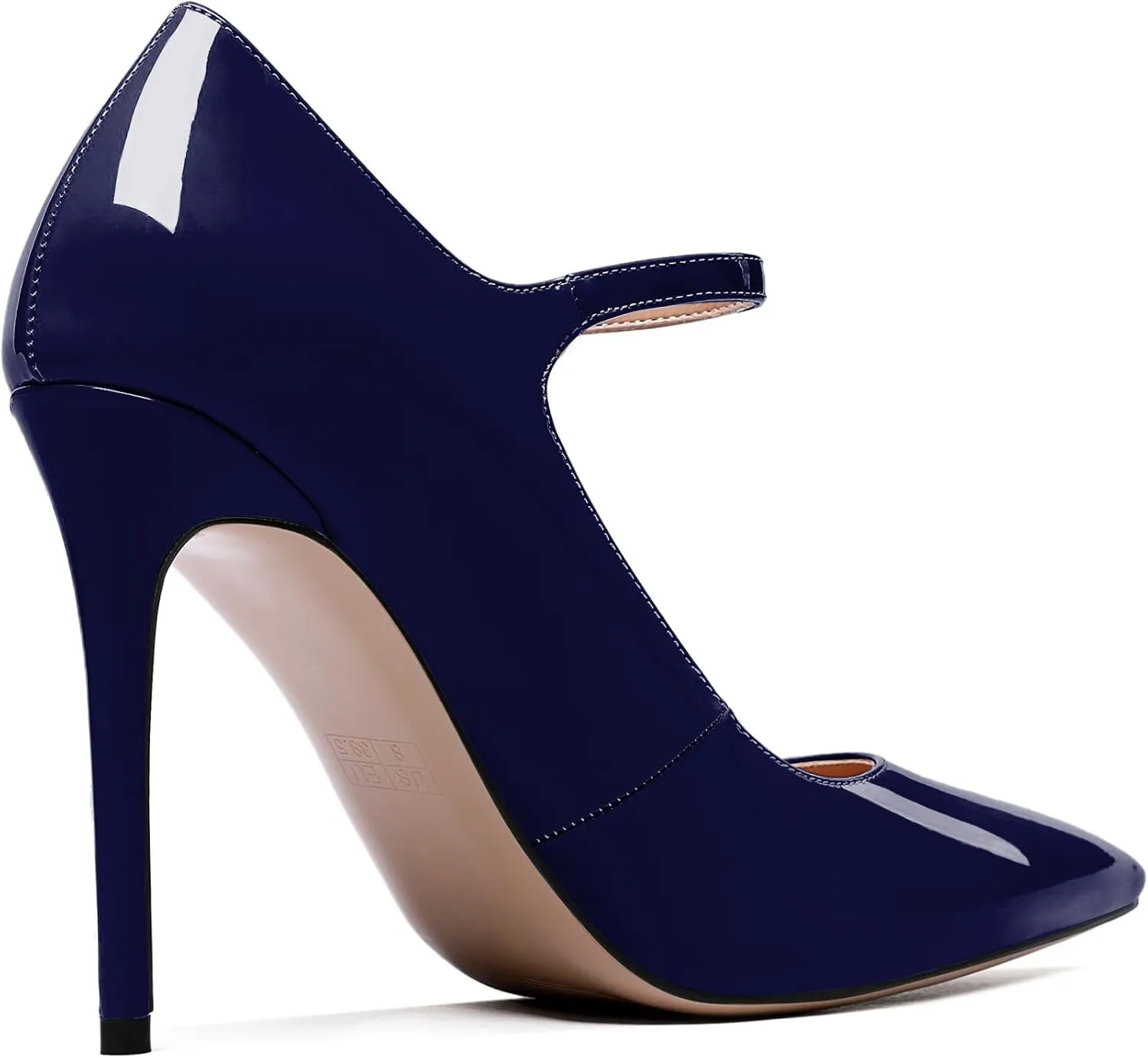 SAMMITOP Women's Pointed Toe Mary Jane Pumps High Heel Shoe with Ankle Strap