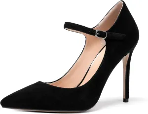 SAMMITOP Women's Pointed Toe Mary Jane Pumps High Heel Shoe with Ankle Strap