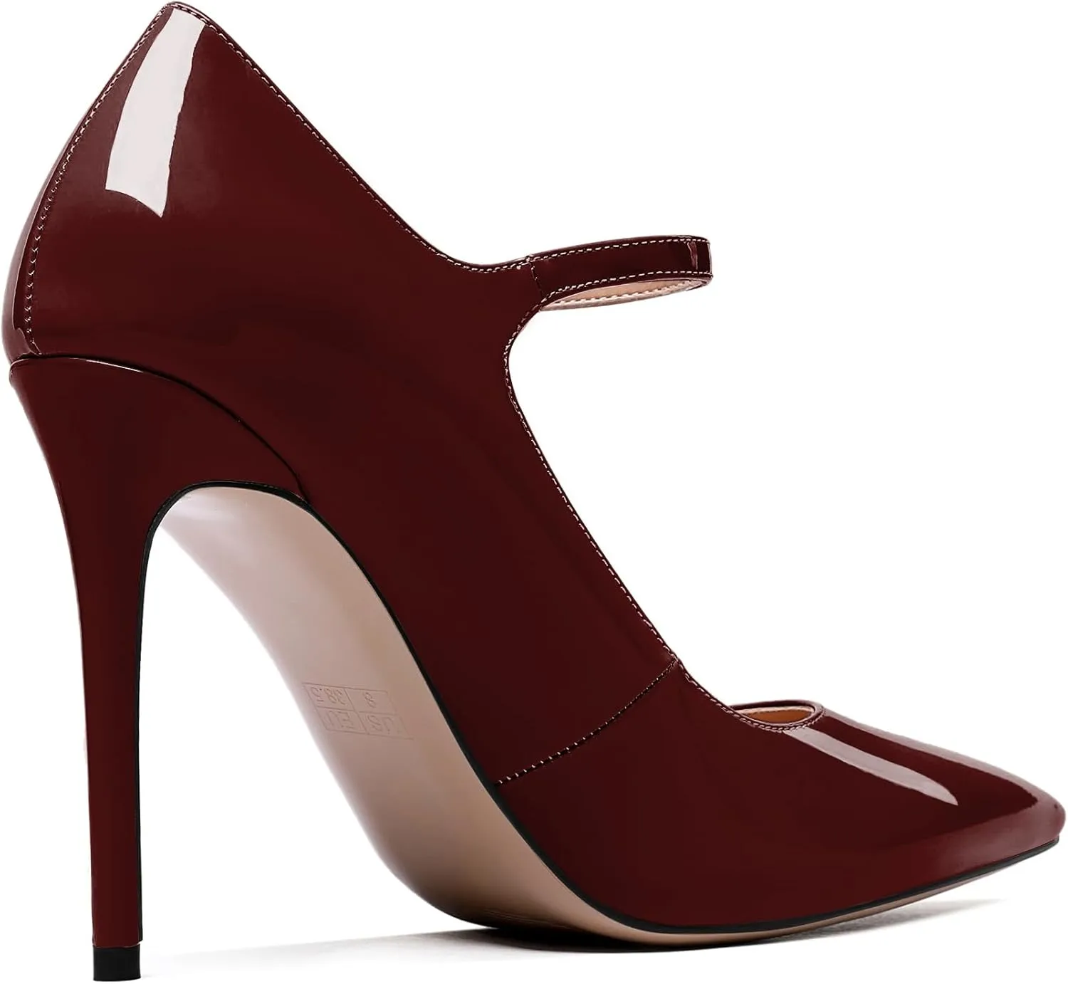 SAMMITOP Women's Pointed Toe Mary Jane Pumps High Heel Shoe with Ankle Strap