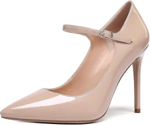 SAMMITOP Women's Pointed Toe Mary Jane Pumps High Heel Shoe with Ankle Strap