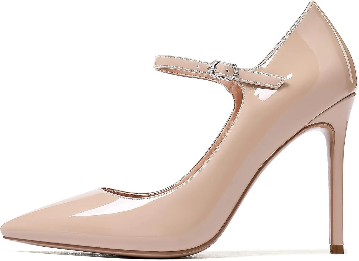 SAMMITOP Women's Pointed Toe Mary Jane Pumps High Heel Shoe with Ankle Strap