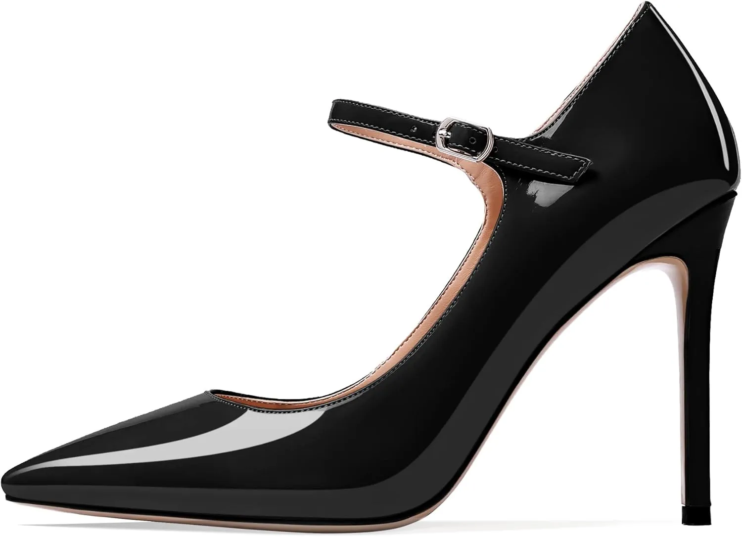 SAMMITOP Women's Pointed Toe Mary Jane Pumps High Heel Shoe with Ankle Strap