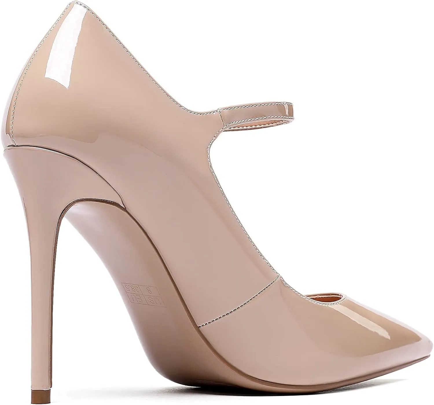 SAMMITOP Women's Pointed Toe Mary Jane Pumps High Heel Shoe with Ankle Strap
