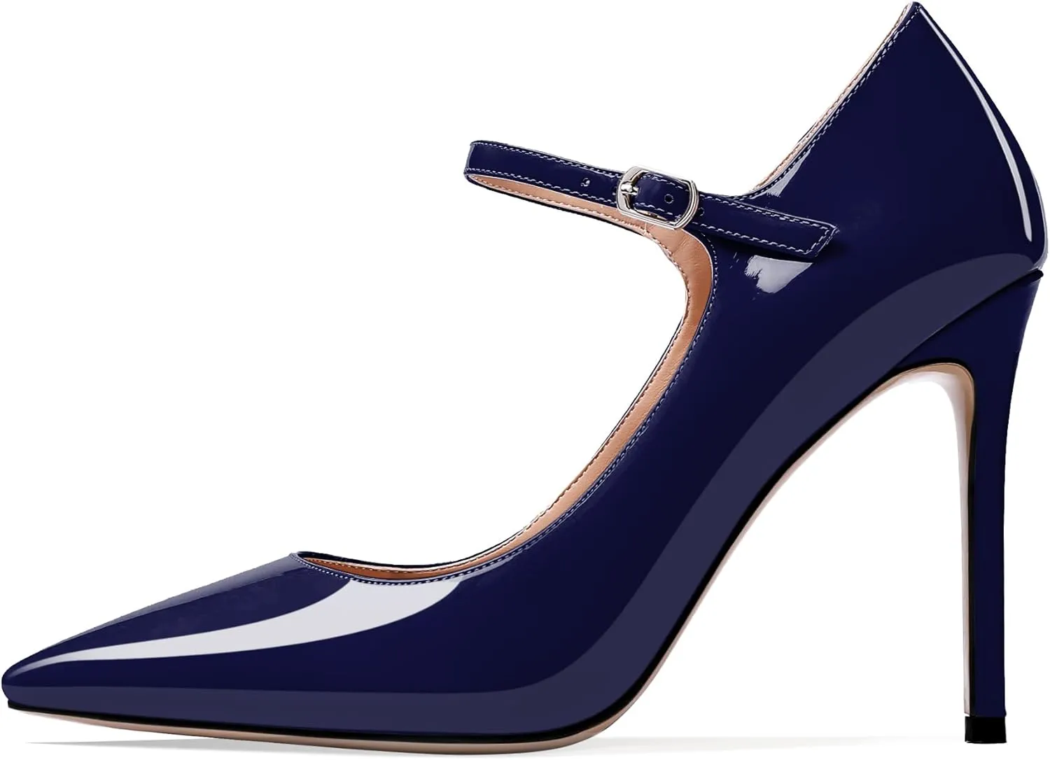 SAMMITOP Women's Pointed Toe Mary Jane Pumps High Heel Shoe with Ankle Strap