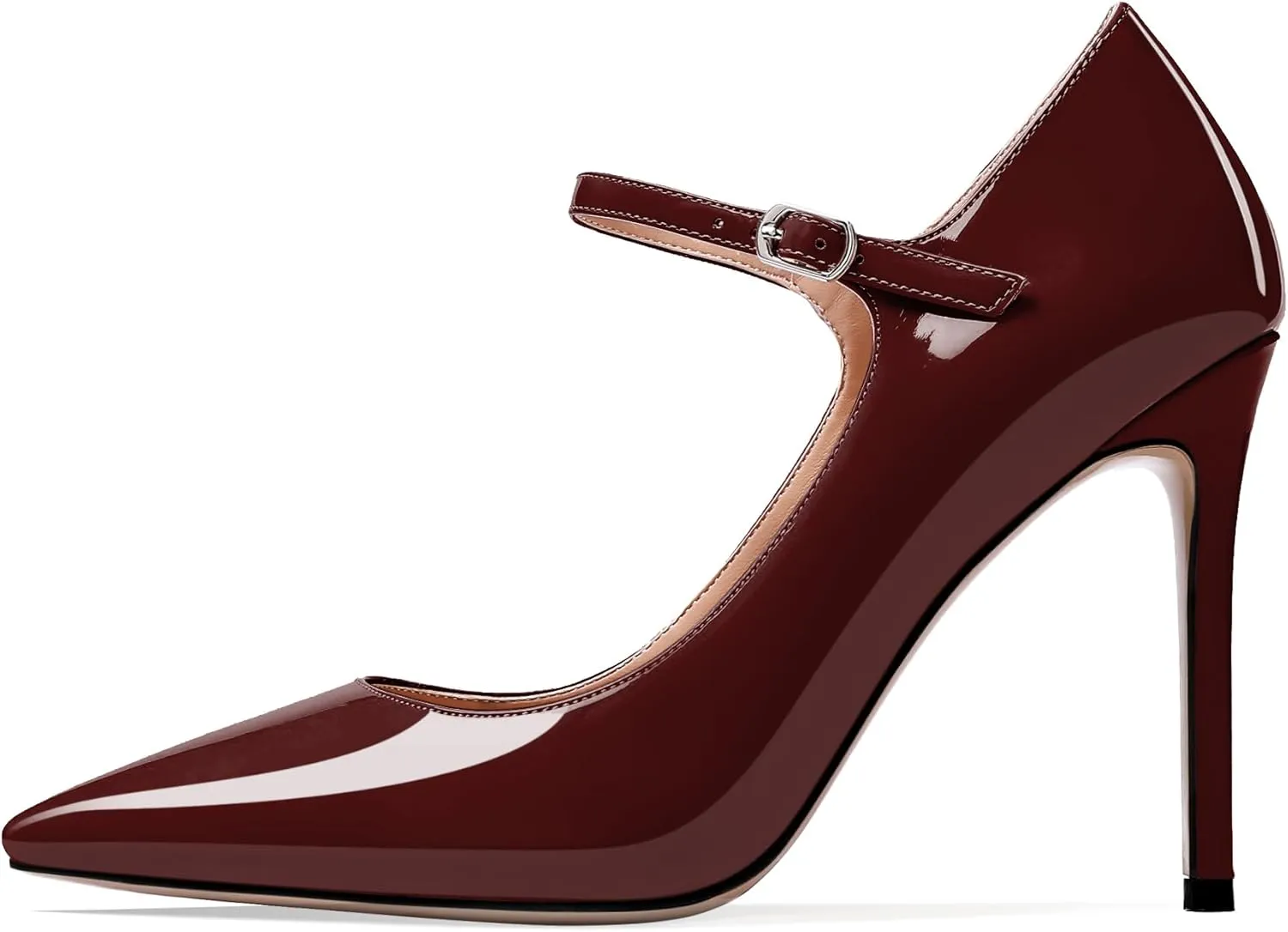 SAMMITOP Women's Pointed Toe Mary Jane Pumps High Heel Shoe with Ankle Strap
