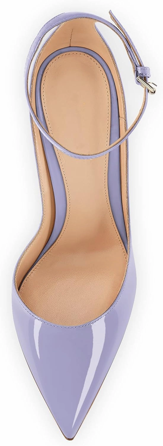 SAMMITOP Women's 100mm High Heel Pumps with Ankle Strap Pointed Toe Party Dress Shoes