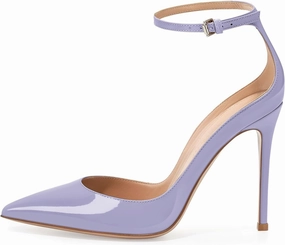 SAMMITOP Women's 100mm High Heel Pumps with Ankle Strap Pointed Toe Party Dress Shoes
