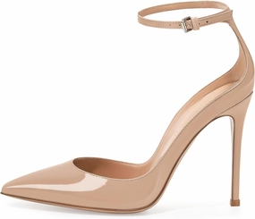 SAMMITOP Women's 100mm High Heel Pumps with Ankle Strap Pointed Toe Party Dress Shoes