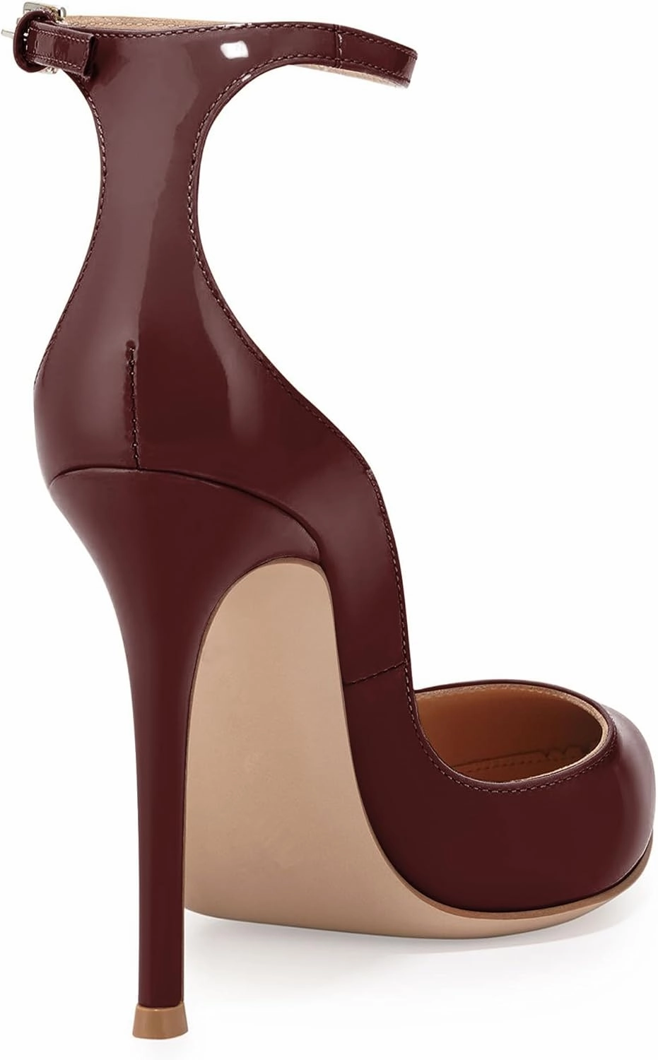 SAMMITOP Women's 100mm High Heel Pumps with Ankle Strap Pointed Toe Party Dress Shoes