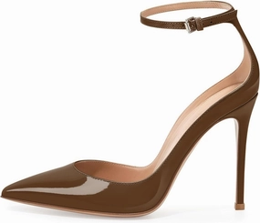 SAMMITOP Women's 100mm High Heel Pumps with Ankle Strap Pointed Toe Party Dress Shoes
