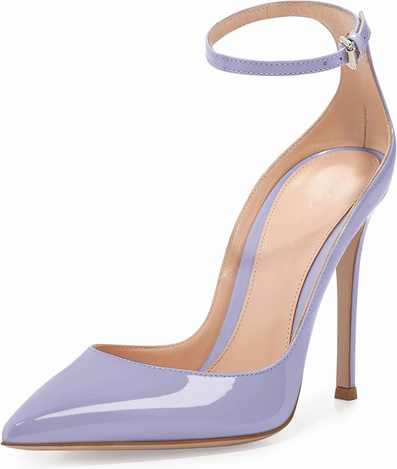 SAMMITOP Women's 100mm High Heel Pumps with Ankle Strap Pointed Toe Party Dress Shoes