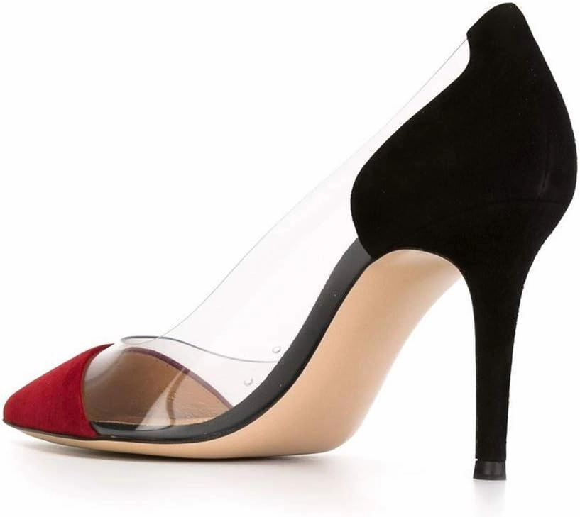 SAMMITOP Women's 80mm Pointed Toe Transparent Pumps Clear PVC High Heels Dress Shoes