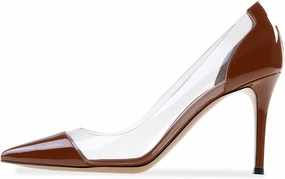 SAMMITOP Women's 80mm Pointed Toe Transparent Pumps Clear PVC High Heels Dress Shoes