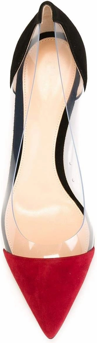 SAMMITOP Women's 80mm Pointed Toe Transparent Pumps Clear PVC High Heels Dress Shoes