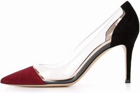 SAMMITOP Women's 80mm Pointed Toe Transparent Pumps Clear PVC High Heels Dress Shoes