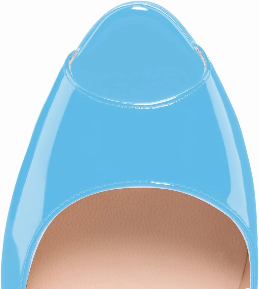 SAMMITOP Women's Peep Toe Pumps 80mm High Heel Shoes Slip On Patent Pumps Formal Shoes