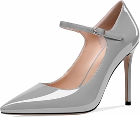 SAMMITOP Women's Pointed Toe Mary Jane Pumps High Heel Shoe with Ankle Strap