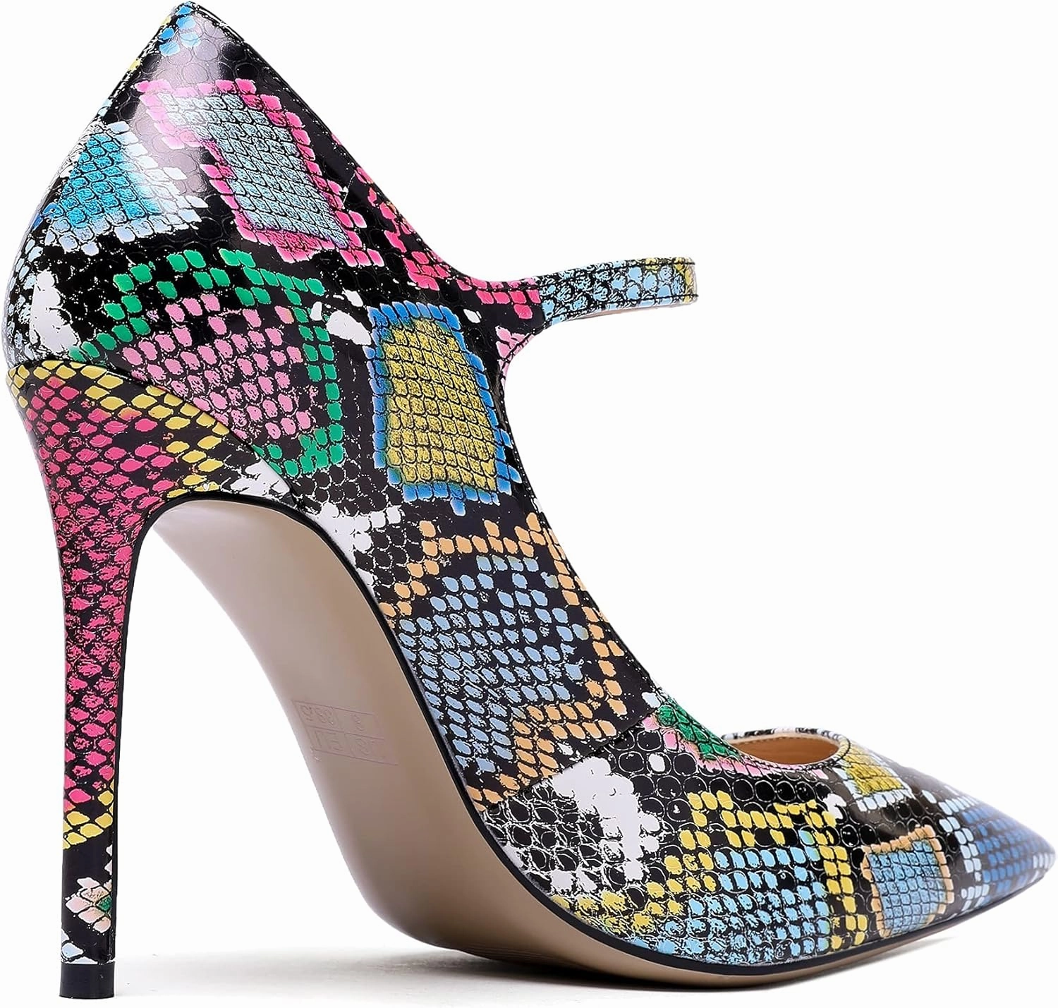 SAMMITOP Women's Pointed Toe Mary Jane Pumps High Heel Shoe with Ankle Strap
