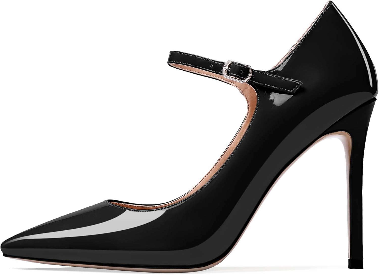SAMMITOP Women's Pointed Toe Mary Jane Pumps High Heel Shoe with Ankle Strap