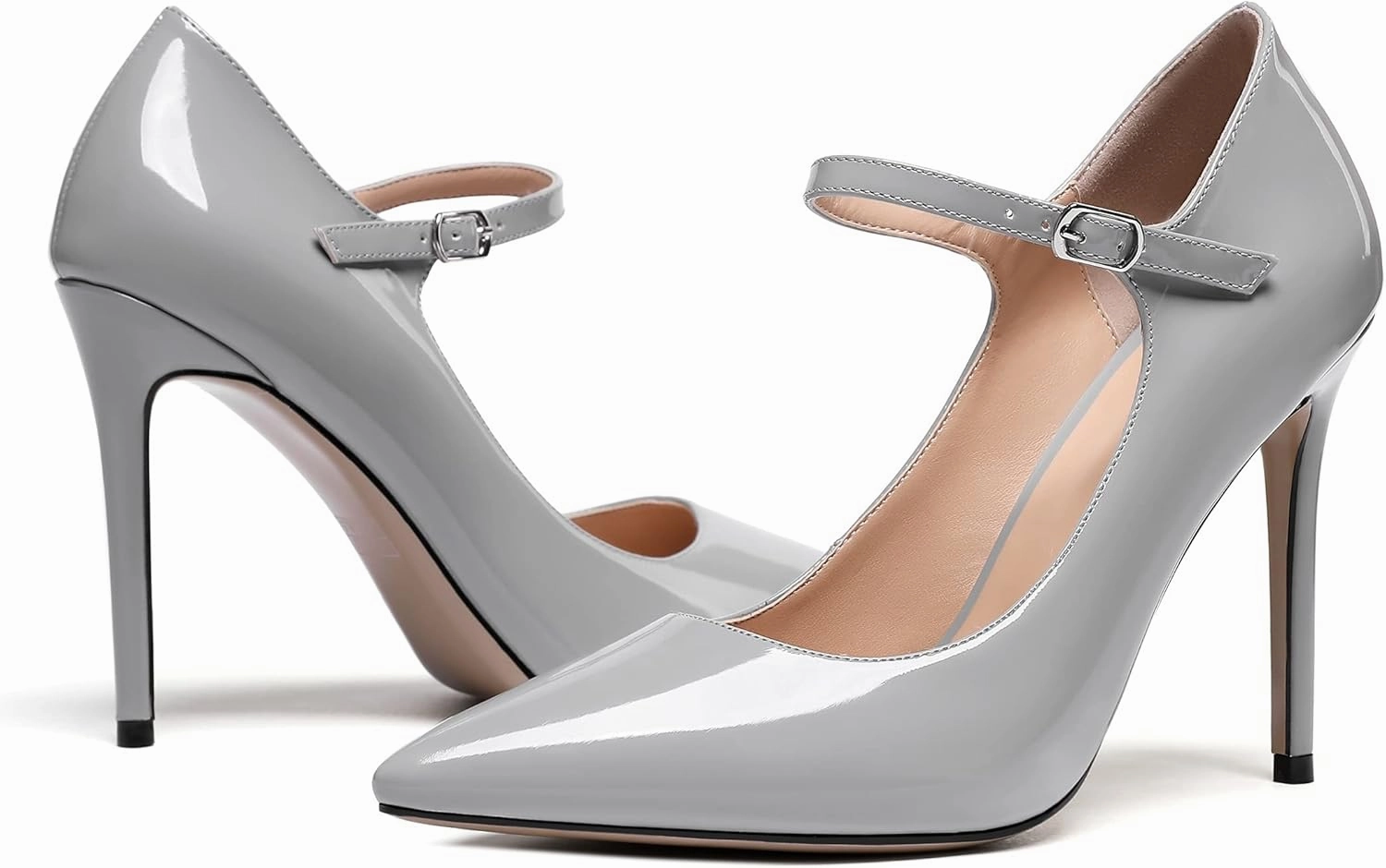 SAMMITOP Women's Pointed Toe Mary Jane Pumps High Heel Shoe with Ankle Strap