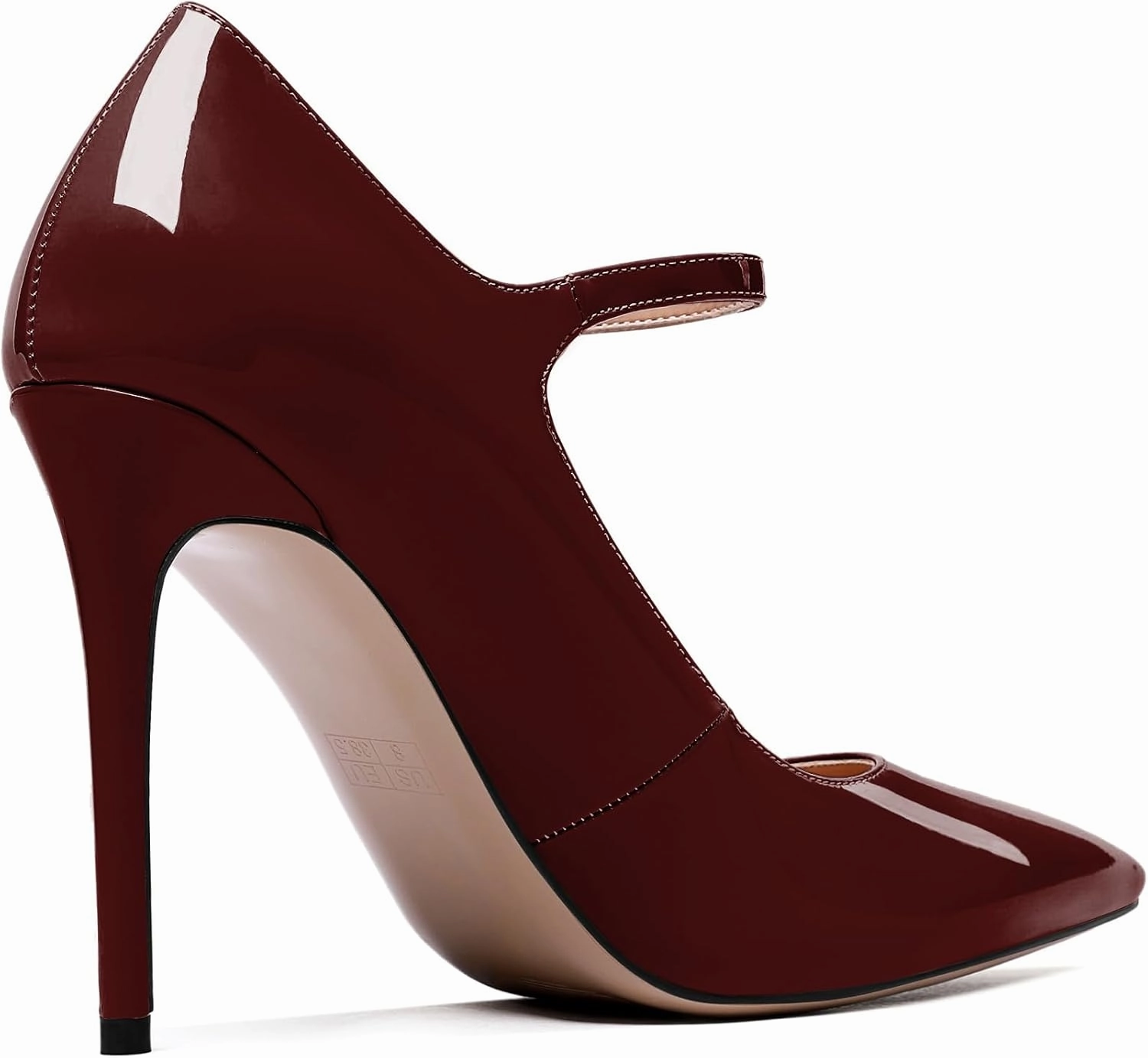 SAMMITOP Women's Pointed Toe Mary Jane Pumps High Heel Shoe with Ankle Strap