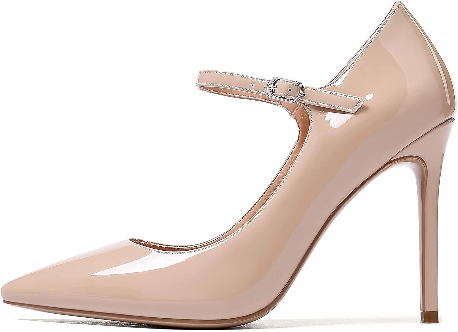 SAMMITOP Women's Pointed Toe Mary Jane Pumps High Heel Shoe with Ankle Strap
