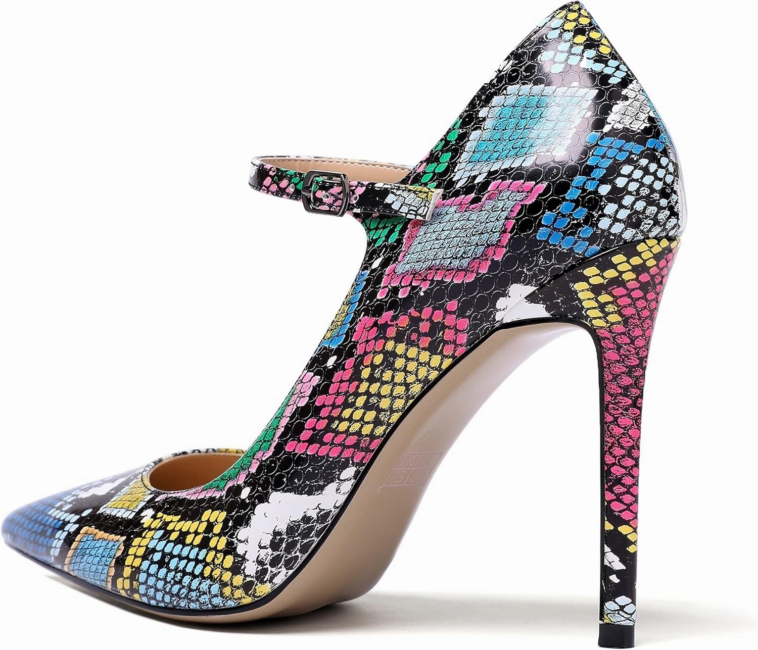 SAMMITOP Women's Pointed Toe Mary Jane Pumps High Heel Shoe with Ankle Strap